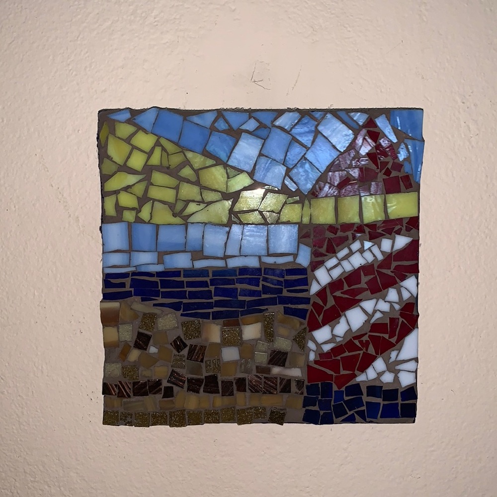 Square Mosaic 8”x 8” lighthouse multicolor